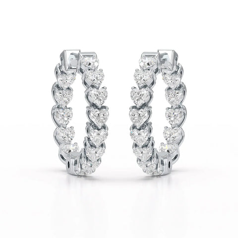 Love’s Sparkle - Heart-Shaped Lab Diamond Hoop Earrings