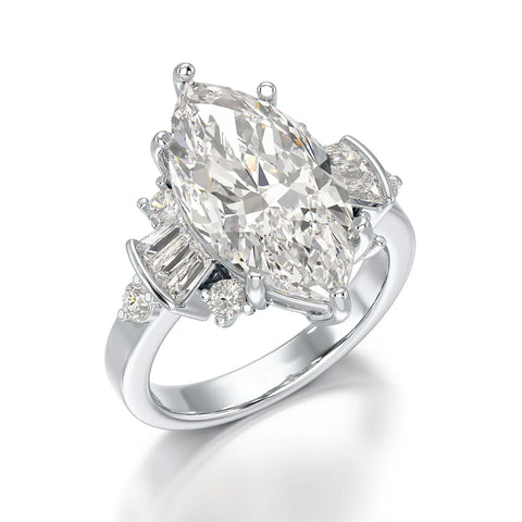 Marquise Elegance 3.49 Carat Diamond Wedding Ring